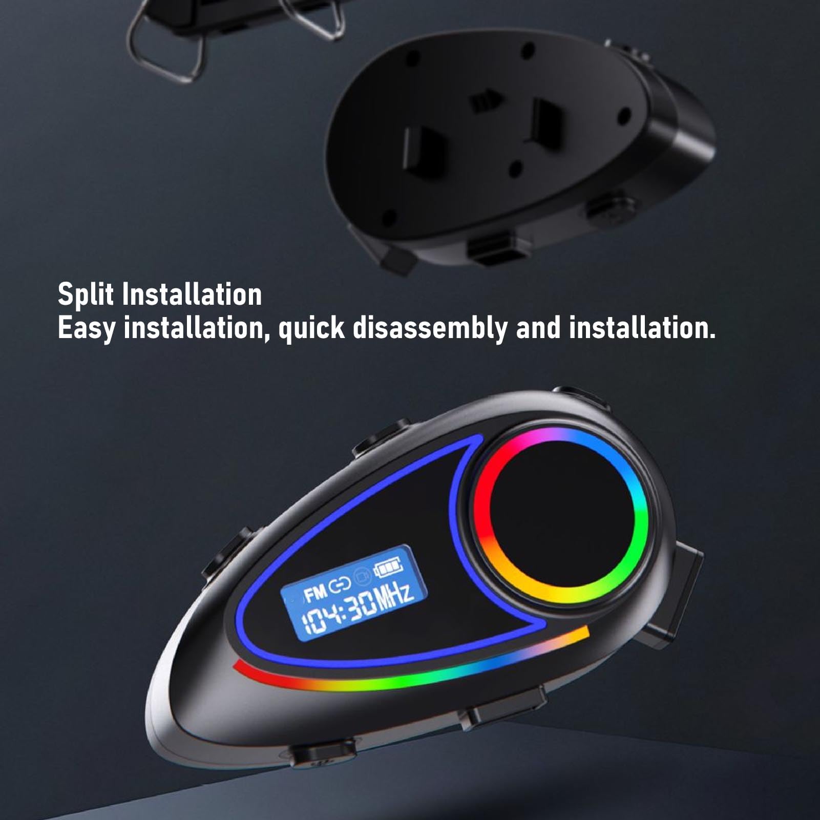 Jiawu Auricolare Bluetooth per Moto Suono Ad Alta fedeltà Display della Batteria Radio FM Incorporata per Lunghi Viaggi Altoparlante da 40 Mm