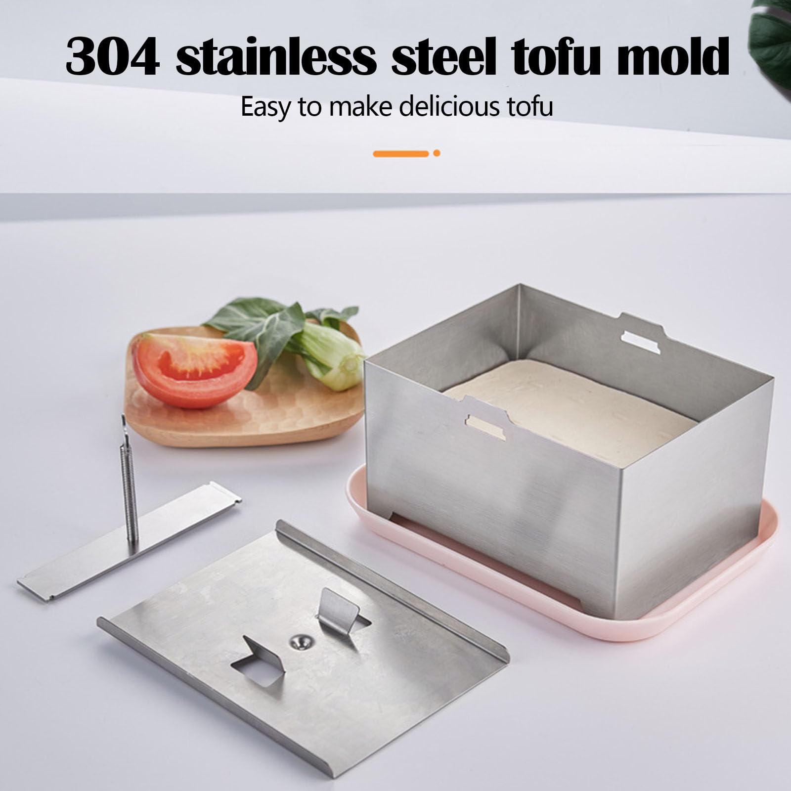 Aisny Tofu Press, Materiali per Tofu Pressa in Acciaio Inossidabile in Kit per Tofu per Uso Alimentare con Piastra e Garza Stampo per Pressa per Tofu per Cucina Produzione di Tofu, 16 x 12 x 9 cm