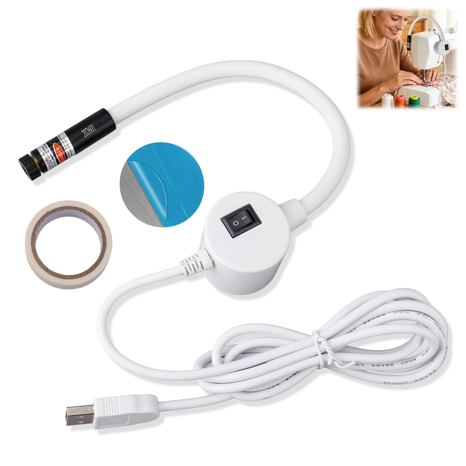BTFO Magnetic Positioning Quilting Light, Red Crosshair Guide Light for Straight Stitching Adjustable Hands-Free Sewing Aid Precision Quilting Tool for Sewing Machine