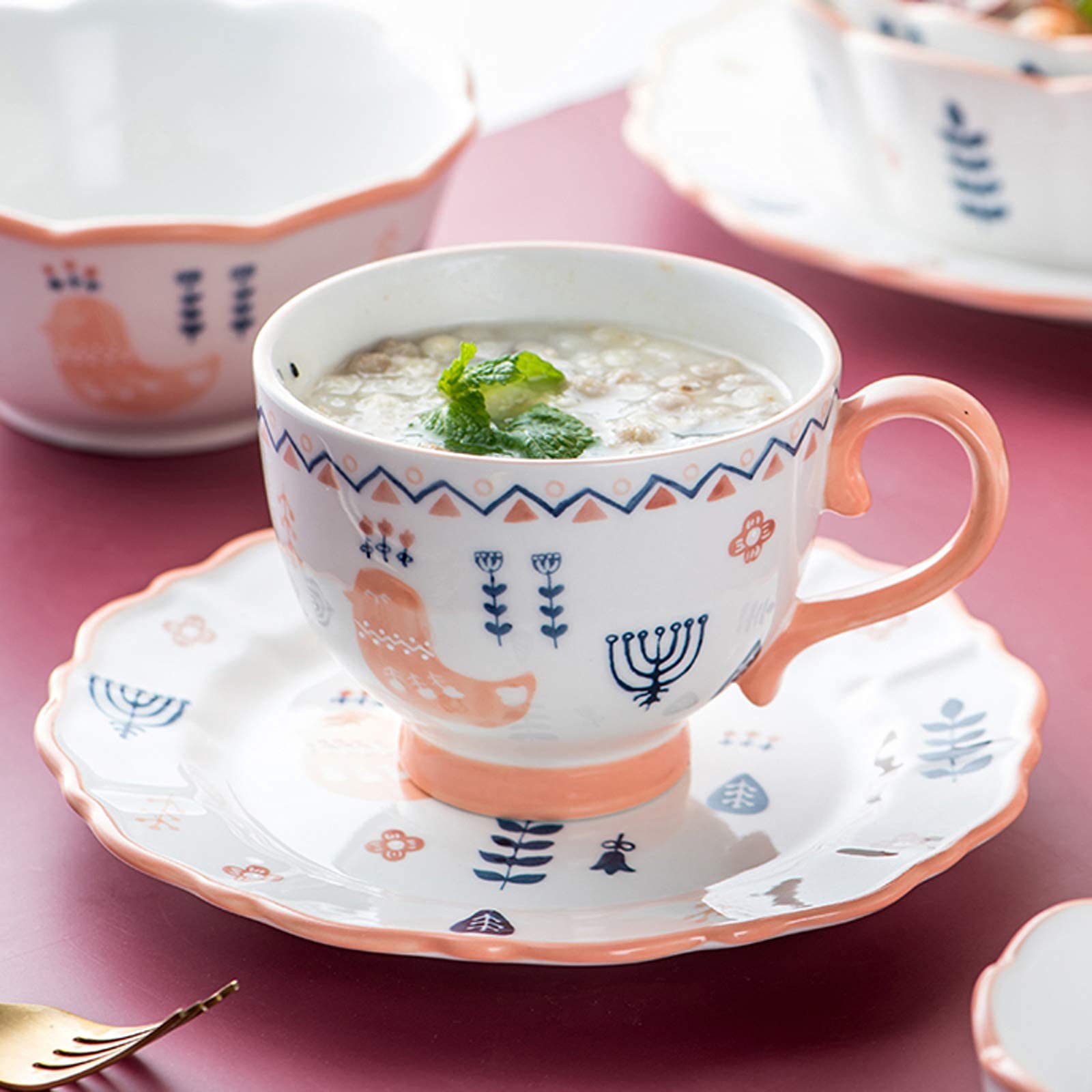 Ensemble de Plats/Assiettes/Bols, Ensembles de Vaisselle en céramique, Service de Table Japonais en Porcelaine Peinte à la Main de 33 pièces | Bol à céréales de Luxe lége,