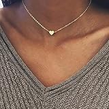 collar oro mujer Disen o u nico y elegante Snner Collar Plateado Chapado en Oro con corazón, Plata, Gold, AS