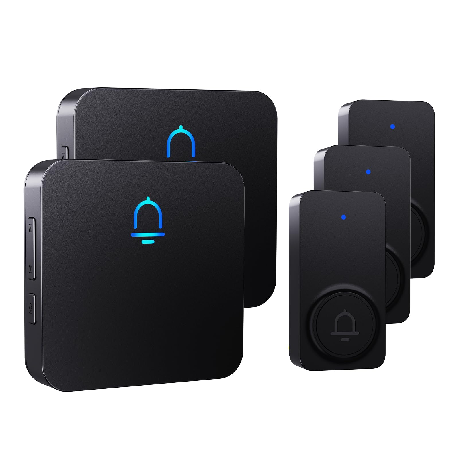SECRUI Wireless Doorbell, 2 Plug in Receivers Door Chime Kit, with 3 IP55 Waterproof Door Bells, Easy Install Long Range of 1,000 Feet, 32 Chimes ​for Home, School, Office, Classroom, Black