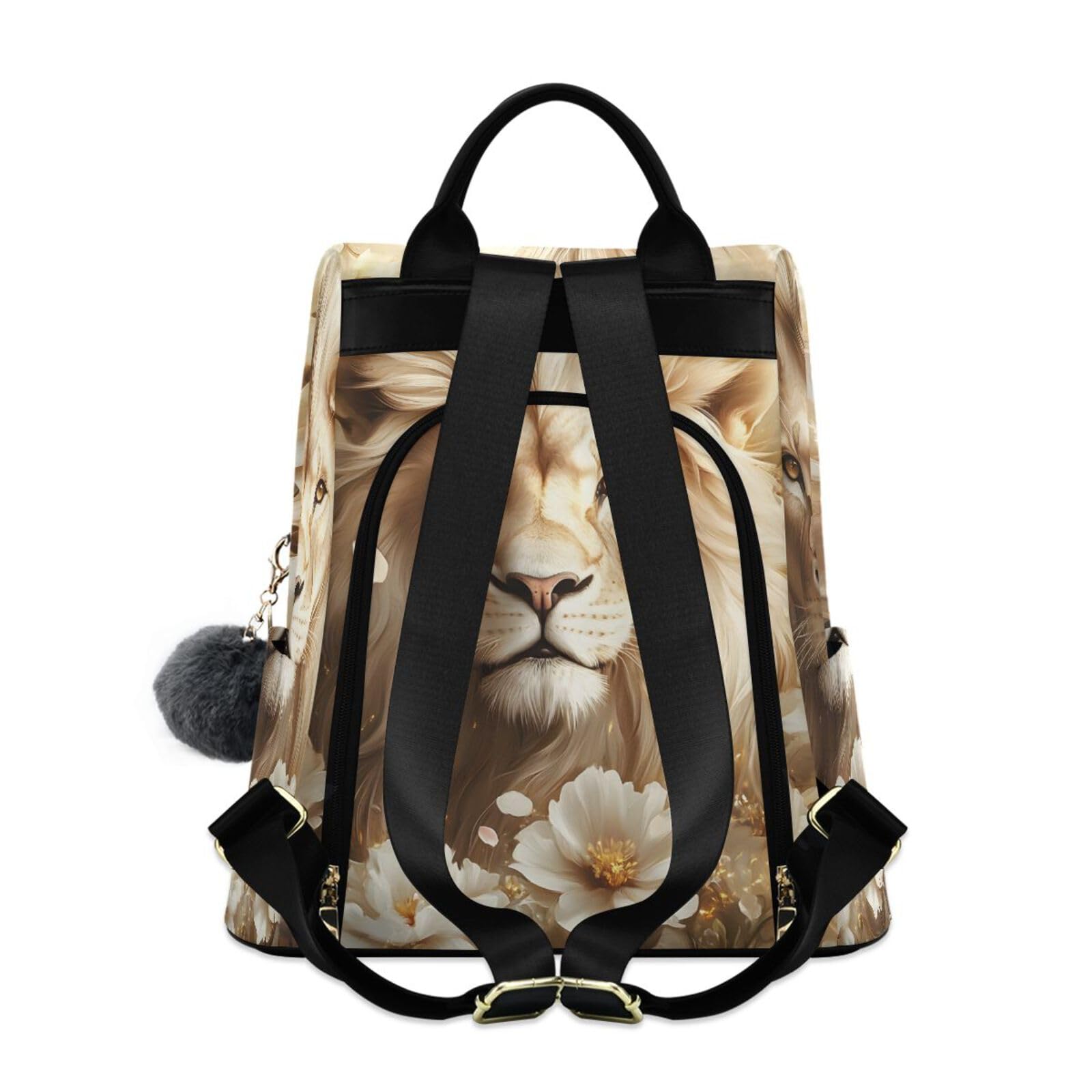 Flowers Lion Backpack for Women Anti Theft Large Fashion Travel Shoulder Bag Purse Rucksack Lightweight
