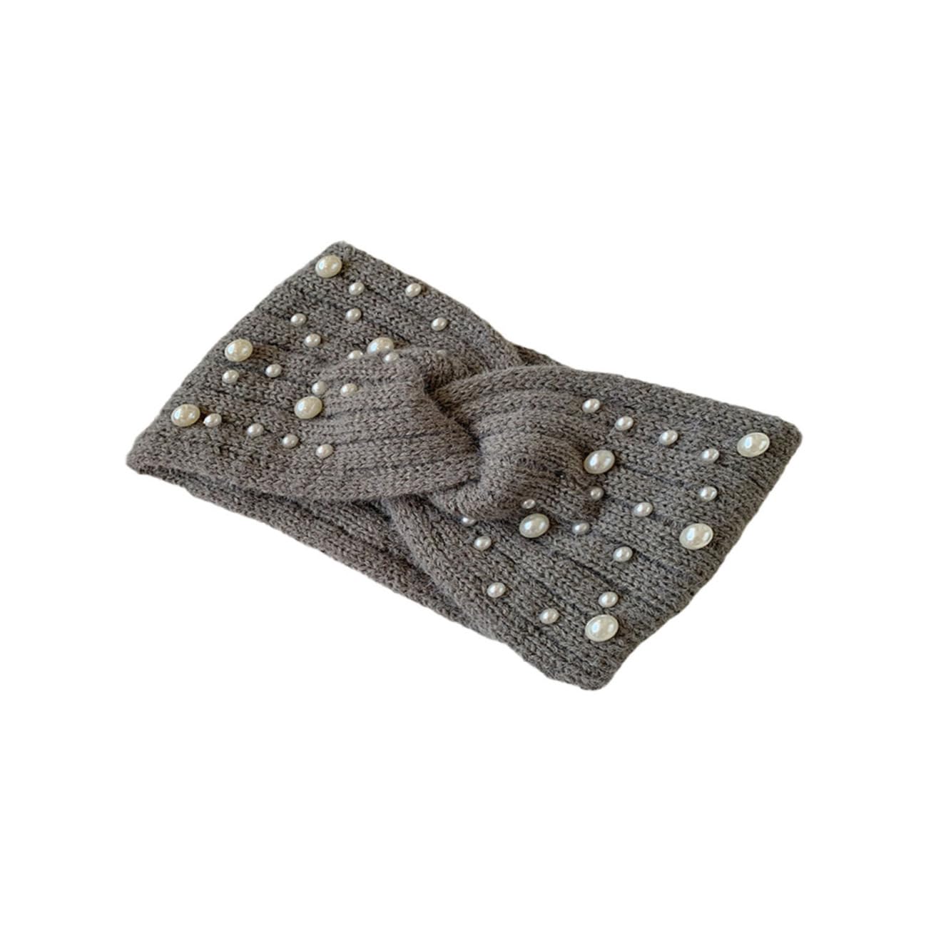 COSMEVIVI Stylish Women's Hair Band Knitted Cozy Pearl Accents for Parties Ceremonies