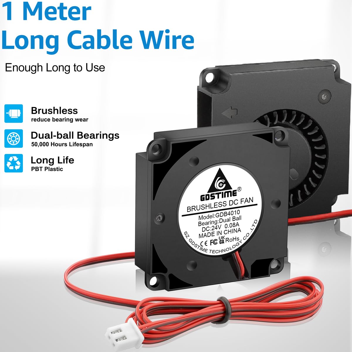 WINSINN 4020 ventilatore da 40mm 5V 12V 24V idraulico/doppio cuscinetto a sfere turbina di raffreddamento senza spazzole Turbo 40x20mm 2pin [confezione da 4