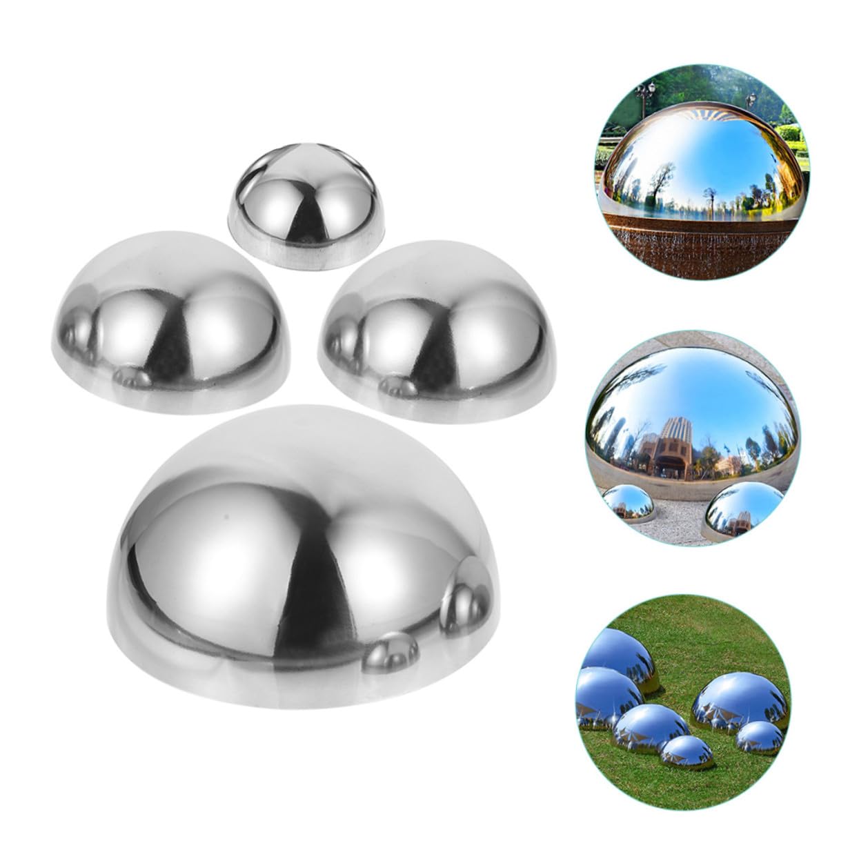Sfere Specchio Decorative da Giardino 4 Pezzi Acciaio Inox Argentato