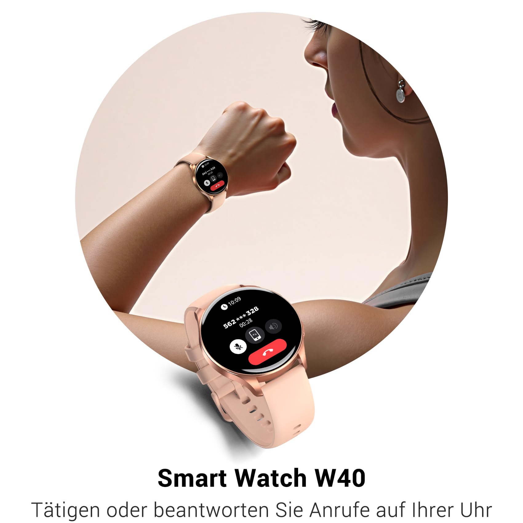 IOWODO Smartwatch 2025 - 1.43" AMOLED, Bluetooth Anrufe, 7 Tage Akku, IP68 Wasserdicht