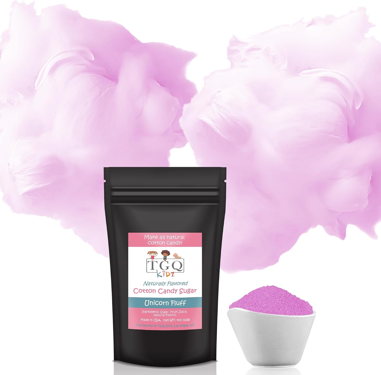 Tgq Kidz Natural Cotton Candy Sugar, Kosher Cotton Candy