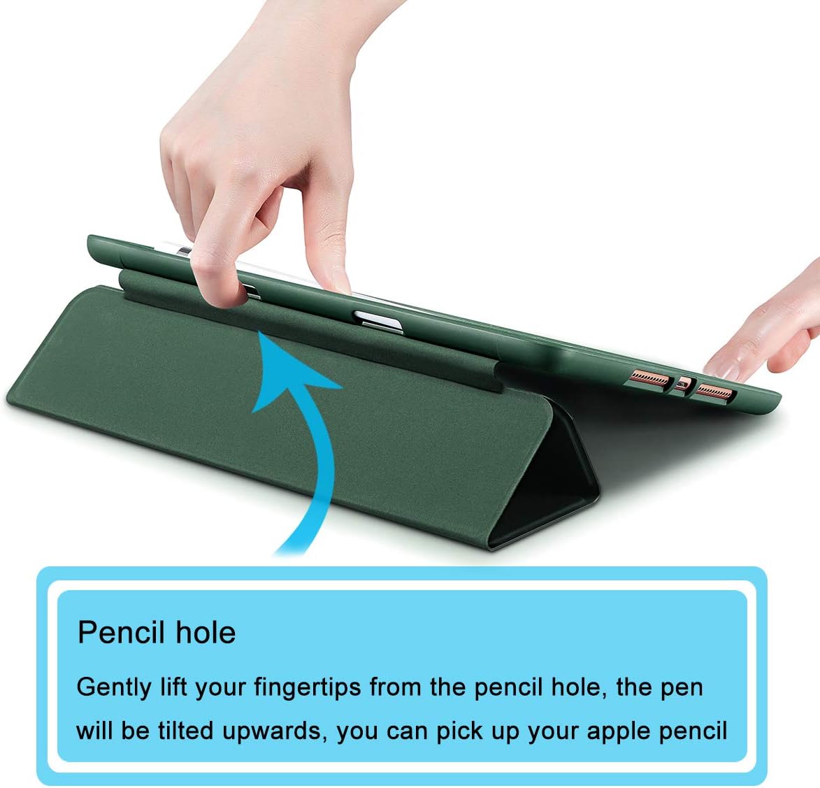 SIWENGDE Compatible for Apple iPad 9.7 Case 2018 iPad 6th Generation Cases/2017 iPad 5th Generation Case with Pencil Holder,Slim Soft Silicone Smart Trifold Stand Protective Cover(Midnight Green)