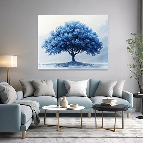 Miniatura 3 de VOCBAN Tree of Life Wall Art The Picture Artwork Canvas Prints Tree Pictures Poster Retro Artwork for Bedroom Living Room Home Decoration(blue