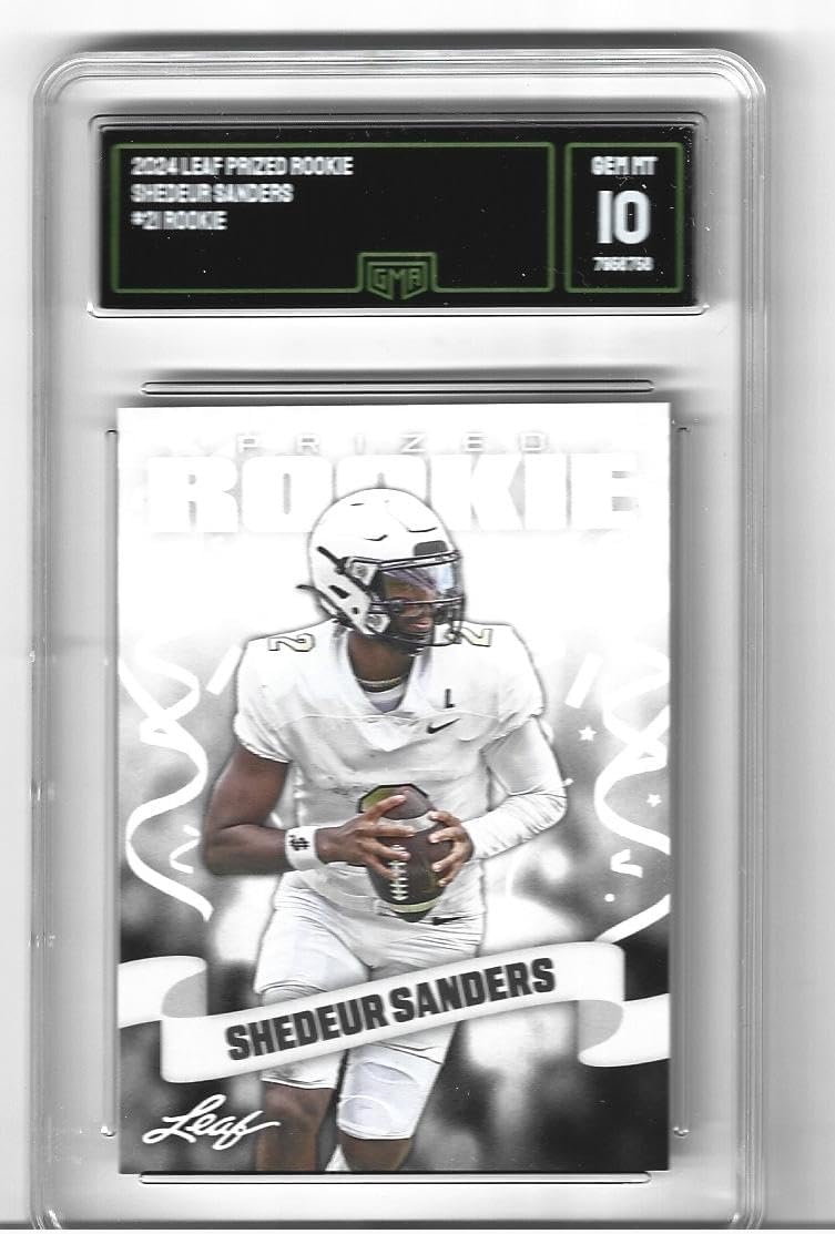 Graded Gem Mint 10 Shedeur Sanders Football Rookie Card 2024 Leaf #21 Upcoming Top Pro Football Draft Pick