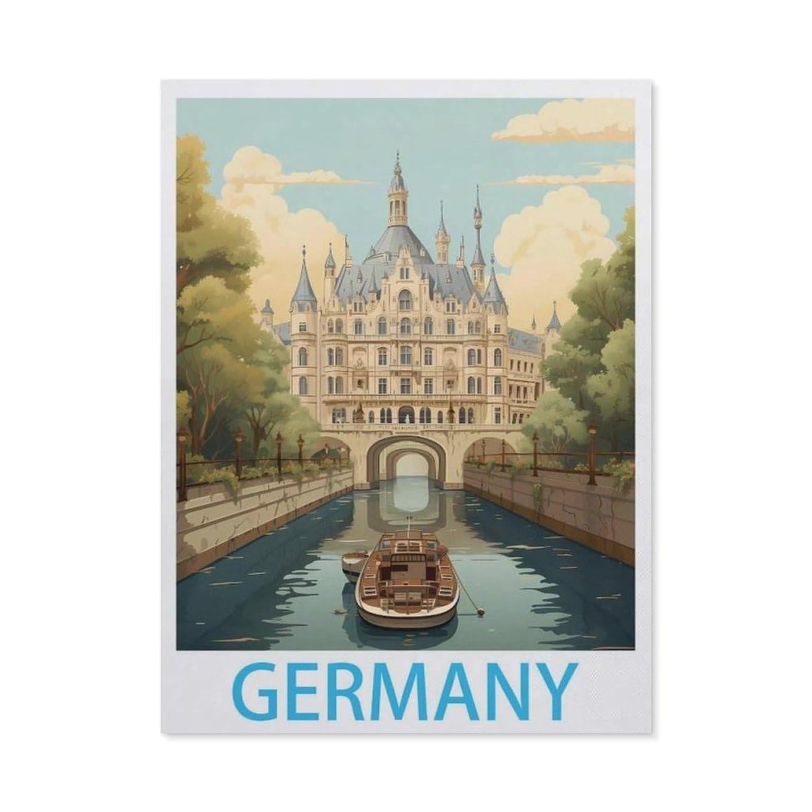 BEAYODKP DIY 5D Diamond Painting Kits，Germany Vintage Travel Poster，Diamond Painting for Beginner Adults Rhinestone Numbered Diamond Arts Home Wall Decor（40 x 50 cm/15.74 x 19.68 inches）-BY69