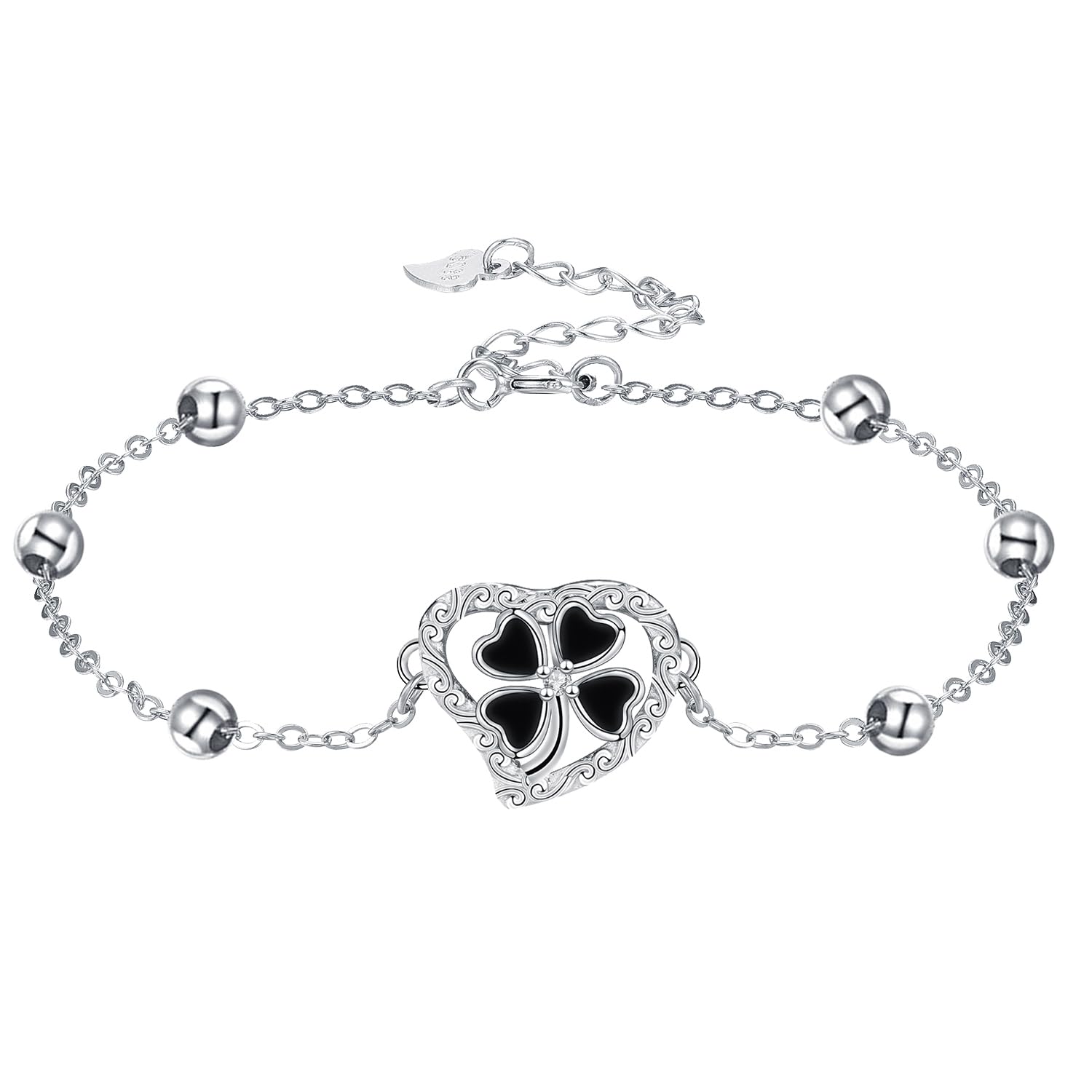Micory Pulseras del Trébol Plata de Ley 925 Mujer,Ajustable Pulsera 17+4cm Mujer Joyas Regalos Fiesta