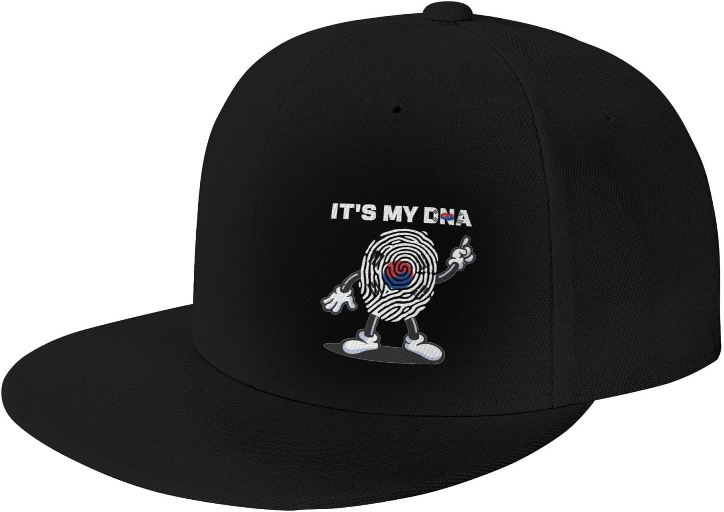 Hip Hop Cap It's My DNA South Korea Classic Snapback Hat Stylish Flat Bill Hats Baseball Caps Adjustable Flat Brim for Men Women Black