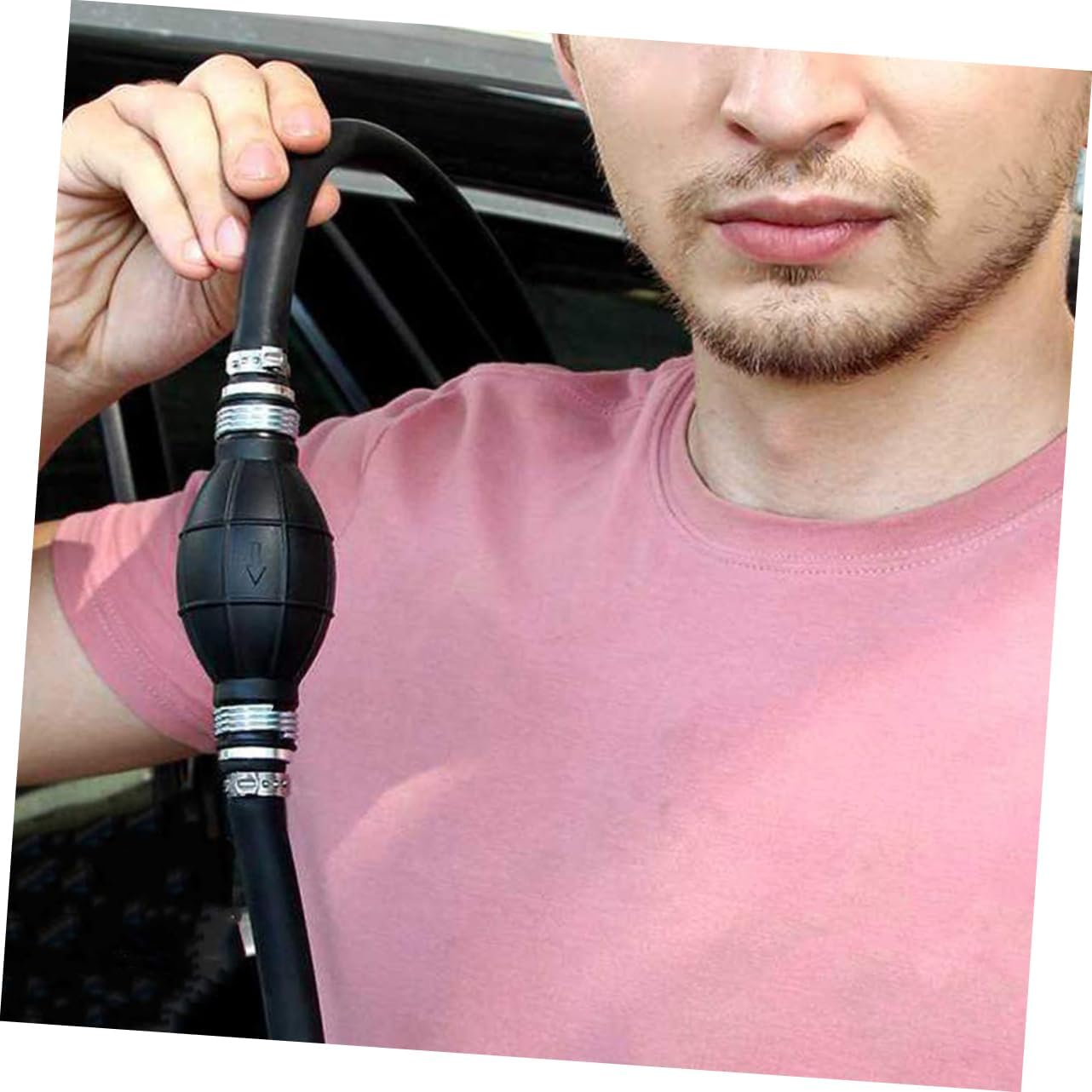 Car Fuel Transfer Pump Manual Siphon Hand Pump for Diesel Oil Thick Hose Easy Operation for Aquarium Fish Tank and Automotive Fluid Transfer