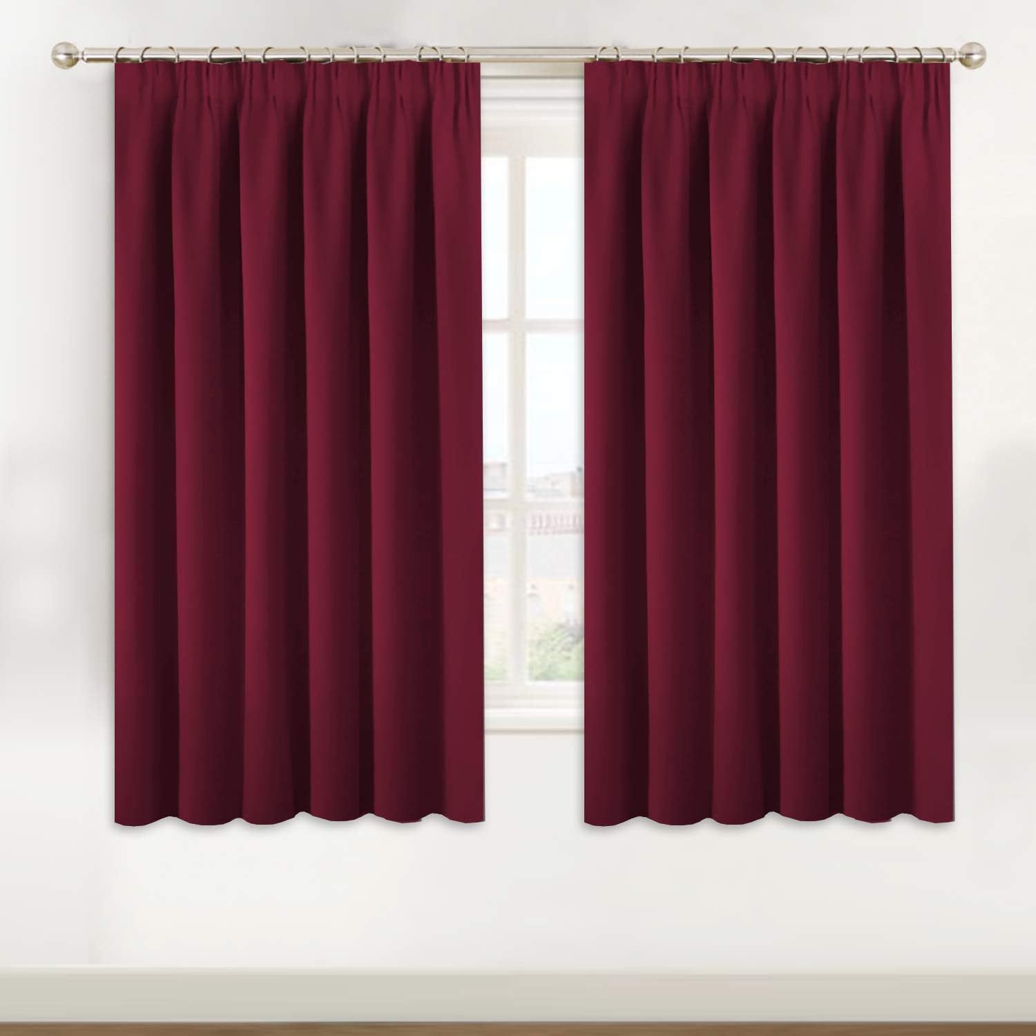 BellaHills Blackout Curtains Thermal Insulated Room Darkening Winow Treatment Pencil Pleat Curtains/Drapes, 66 x 54 Inch