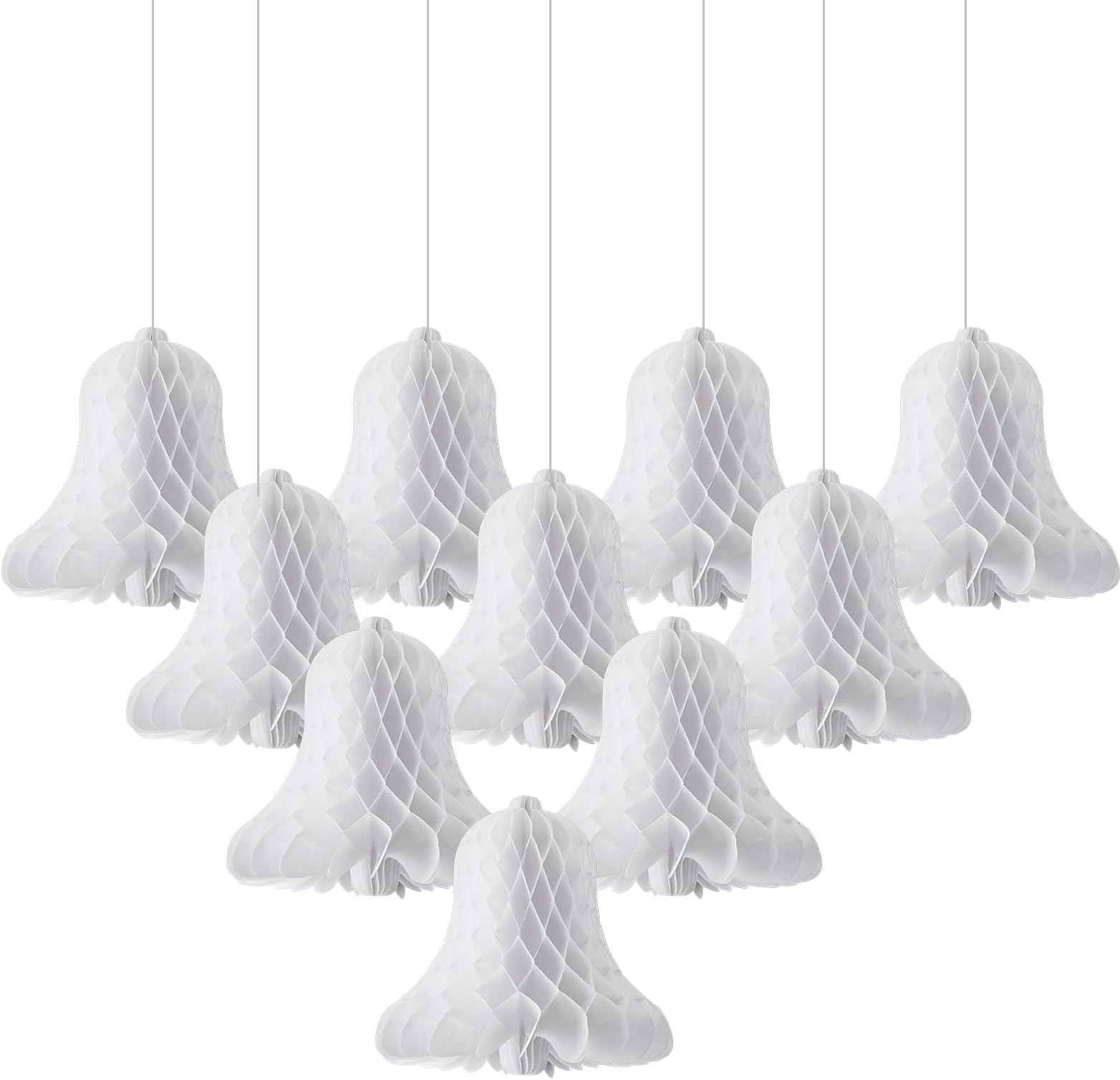 WILLBOND 10 Pcs Paper Wedding Bells Hanging 12 Inch Large Heavy Honeycomb Bells Bridal Honeycomb Decorating Supplies for Weddings Parties Baby Showers (White)
