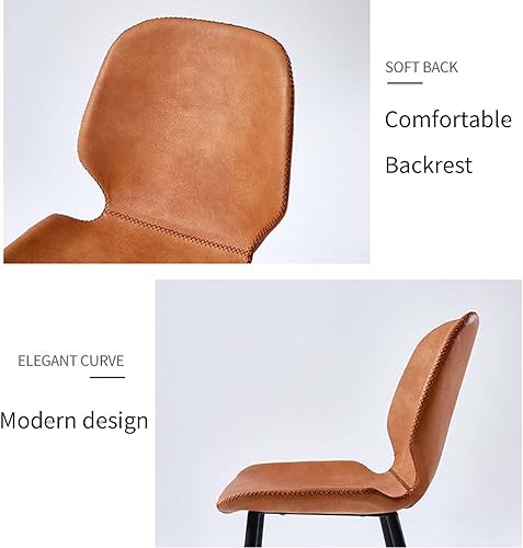 Miniatura 8 de Silla de comedor moderna de piel sintética de lujo, sillas de oficina sin brazos, respaldo cómodo, taburete resistente, con marco de metal, para