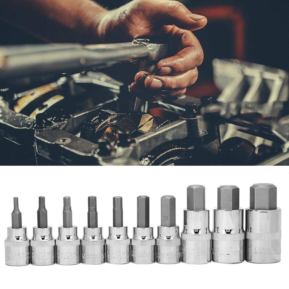 10 szt. Gniazdo sześciokątne, adapter gniazda 3/8" 1/2" 3-17 mm Zestaw wierteł i kluczy nasadowych dla przemysłu budowlanego, przemysłu produkcyjnego, napraw domowych, narzędzi dla przemysłu naprawy