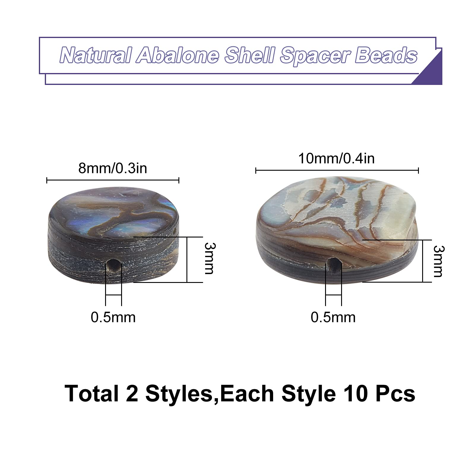 SUNNYCLUE 1 Box 20Pcs Natural Abalone Shell Flat Round Shape Beads Paua Shell Colorful Loose Spacer Coin Charms Hole Drilled for Jewelry Making Bracelets Necklaces Supplies - Image 2