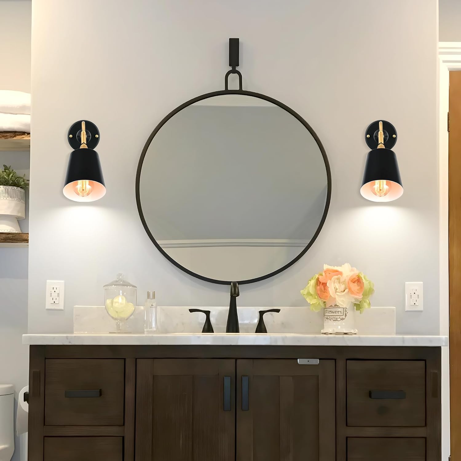 Plug in Wall Sconces, Black Wall Sconce Lighting, Swing Arm Wall Lamp,E26 Base Industrial Wall Light Fixtures with Plug in Cord