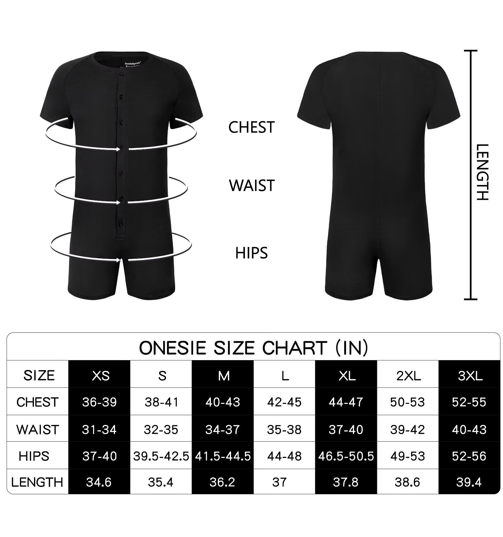 Landofgenie Mężczyźni Onesie Krótki Rękaw Bodysuit One Piece Pidżama Rompers Dolna Koszula Krocza