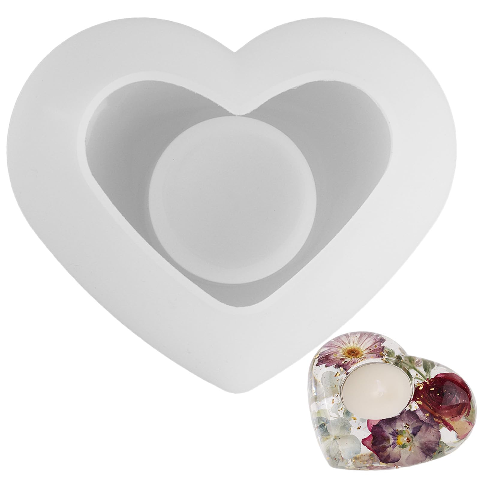 1/3 Tealight Candle Holder Silicone Mould, Moon Heart Shape Tea Lights Candle Holder Mold, Artistic Silicone Molds, Tealight Holder Casting Mold(Only Mold)