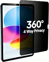 Juvraixo 4 Way 360° Privacy Screen Protector for iPad A16 11th / 10th | (2025/2022) 10.9/11 Inch 9H Tempered Glass [Face ID & Apple Pencil Compatible] HD Clear Case Friendly