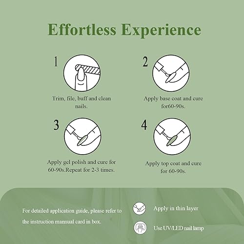 Miniatura 7 de Esmalte de uñas en gel color verde eucalipto/verde salvia, 15 ml, esmalte de uñas con lámpara LED UV para uñas que se quita con remojo, arte