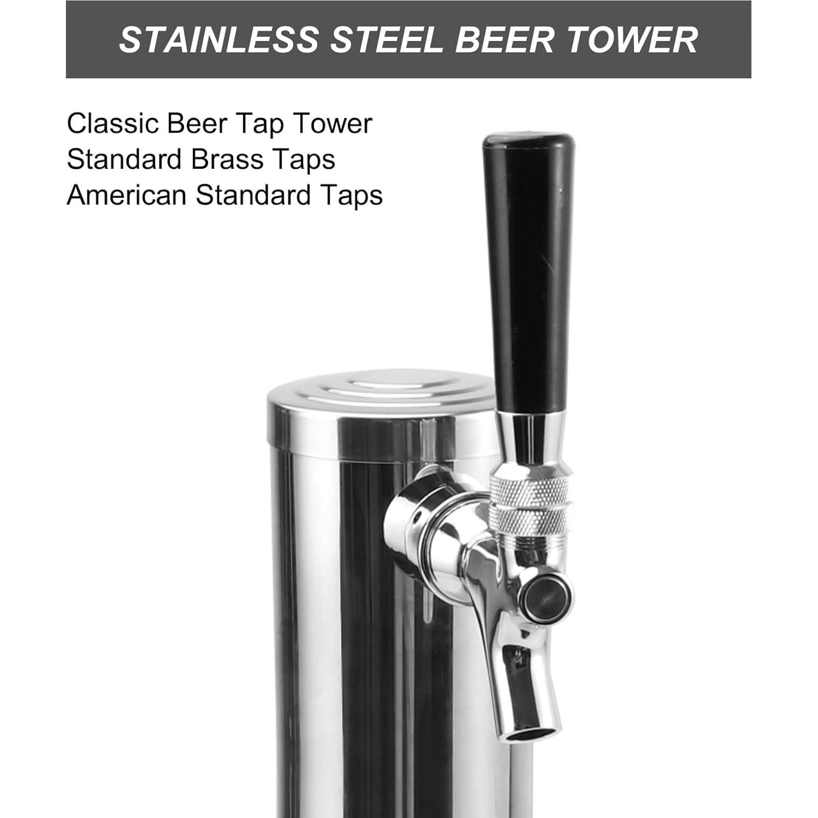 Torre de cerveza de un solo grifo, dispensador de grifo de cerveza, torre facetada, torre de acero inoxidable