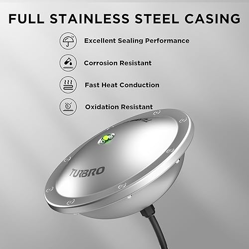 Miniatura 3 de TURBRO Descongelador de estanque, calentador flotante de estanque con cable aprobado por UL, carcasa de acero inoxidable completo, enchufe de