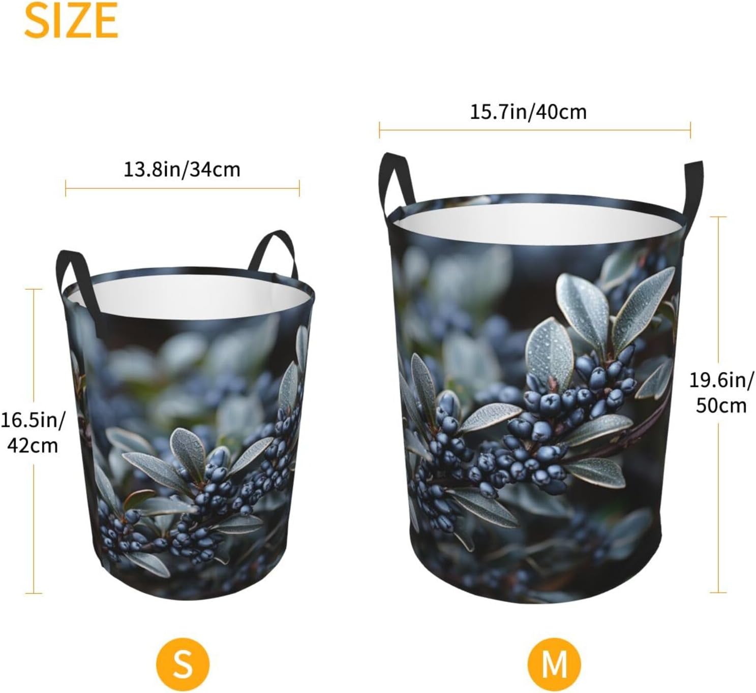 Purple wild fruit Laundry Basket With Handles, Foldable Laundry Hamper Oxford Cloth Dirty Clothes Basket Waterproof Clothes Toys Storage Bin Organizer for Bedroom Bathroom Dorm image 2