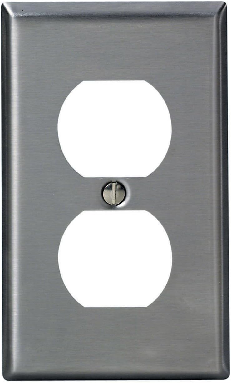 Leviton 84003-40 Standard Size Device Mount 1-Gang Duplex Device Receptacle Wallplate, 20-Pack, Stainless Steel
