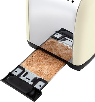 Russell Hobbs Toaster [for 2 slices] Colors Plus Inox cream (extra wide slots, 6-stage rapid frying, lifting and control, defrosting, heating, 1600 W) Toaster 26551-56