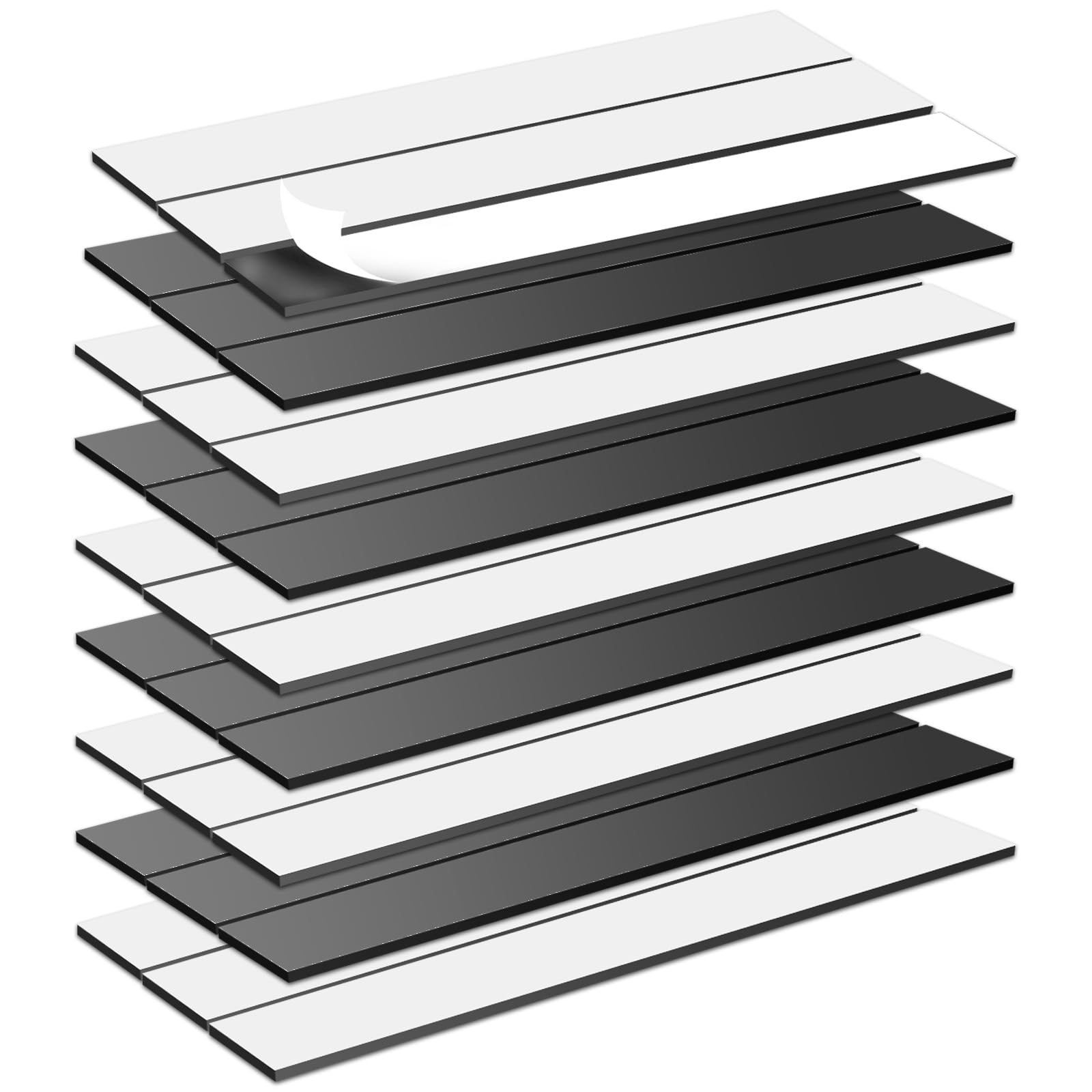 OUZRETUCU Magnetic Strips, Self-Adhesive, Strong, Pack of 27, 15 cm x 25 mm x 2 mm, Magnetic Tape for Gluing, Magnetic Adhesive Strips for Fridge, Cabinet, Kitchen
