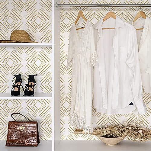 Heroad Brand Boho Peel And Stick Wallpaper 15.5”X118” Geometric Wallpaper Peel And Stick White And Orange Removable Wallpaper Hexagon Contact Paper For Cabinets Self-Adhesive Vinyl Roll #TOP3