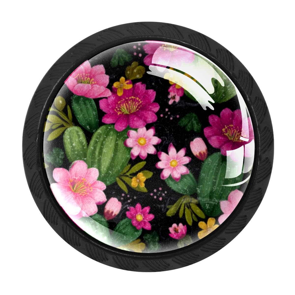 4 PCS Kitchen Cabinet Knobs, Cactus Flower Drawer Knobs Dresser Handles