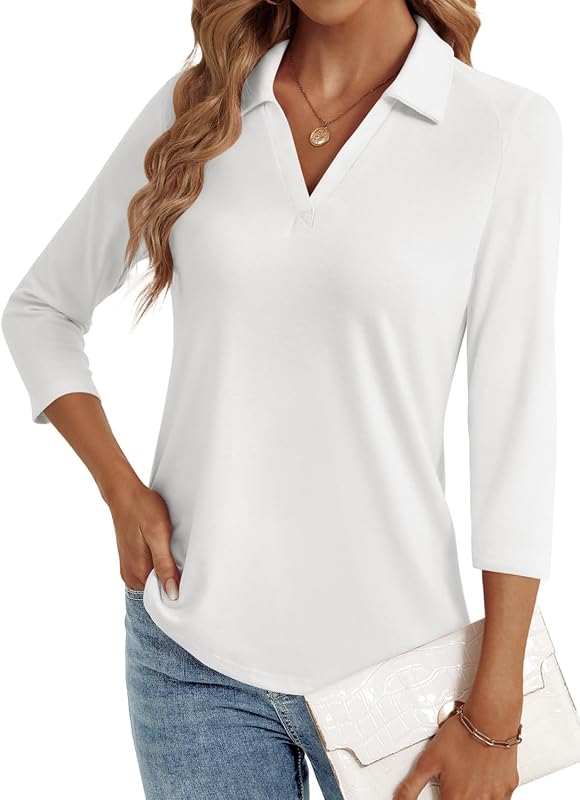 LYHIPSS 3/4 Length Sleeve Womens Tops Dressy Casual Business Blouses