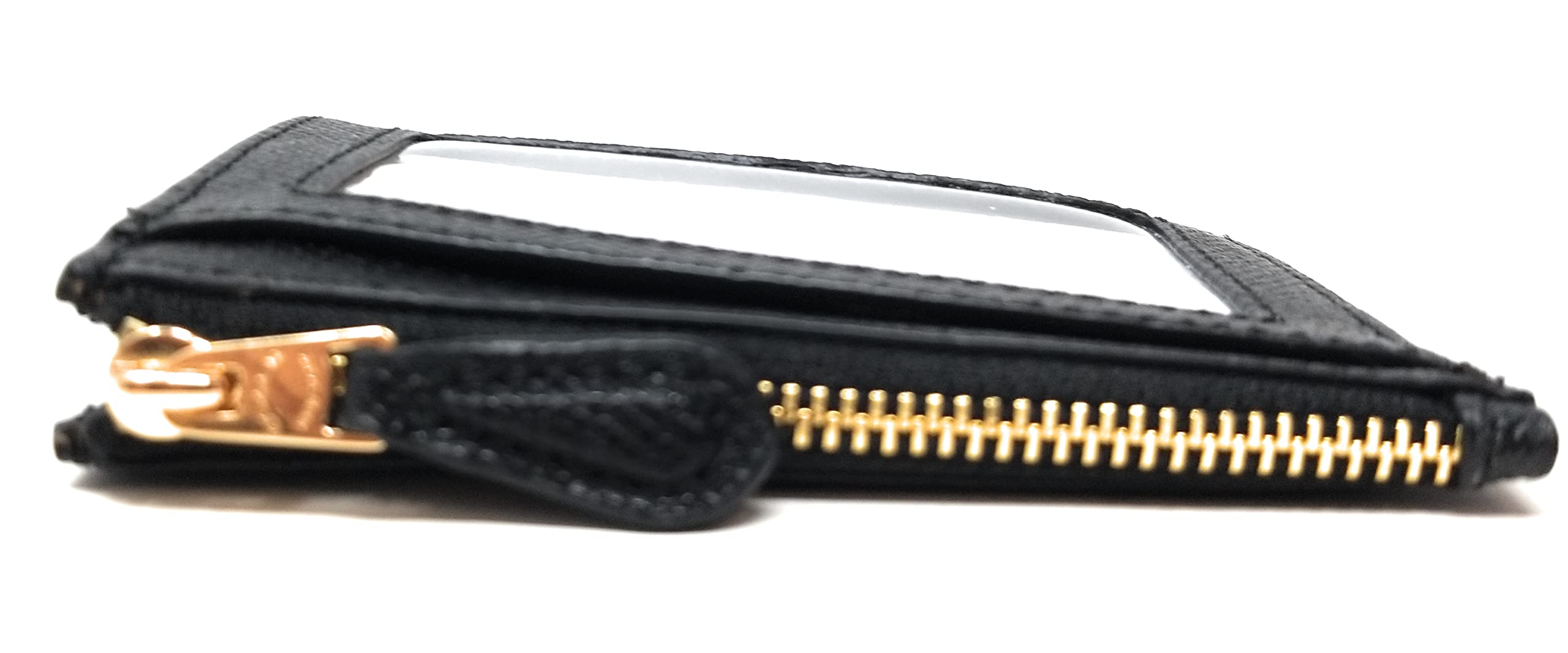 COACH Mini étui d'identification skinny pour femme (cuir croisé, noir), noir, classique, Noir , Classique
