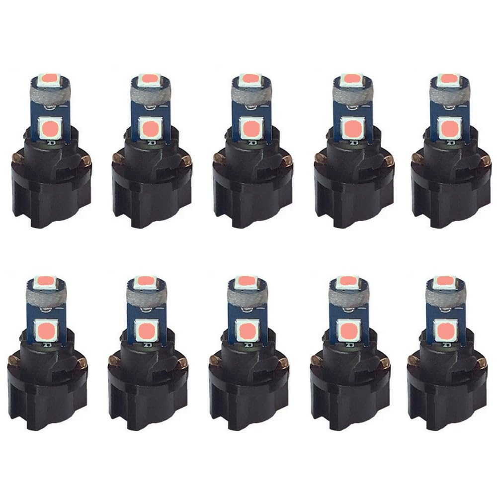 10-Pack Pink T5 2721 37 74 Wedge Led Bulb PC74 Twist Sockets Replacement Dash Dashboard Lights Instrument Panel Cluster LEDS Lamps