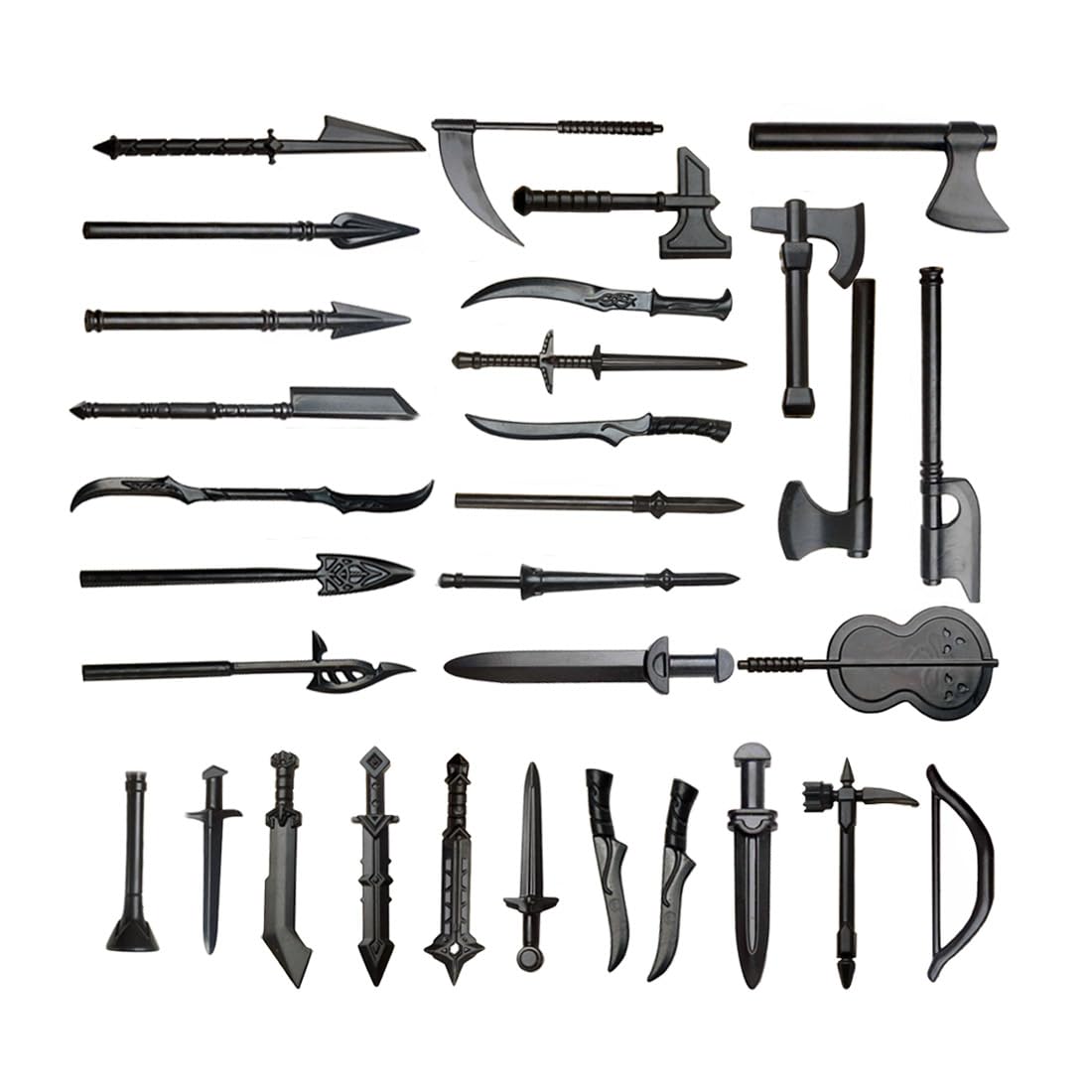 LOKLNEYK Military Weapons Set, 30PCS Medieval Weapons Accessory Pack, Compatible Minifig Armour & Combat Gear for Custom Building Block Figures (Black)
