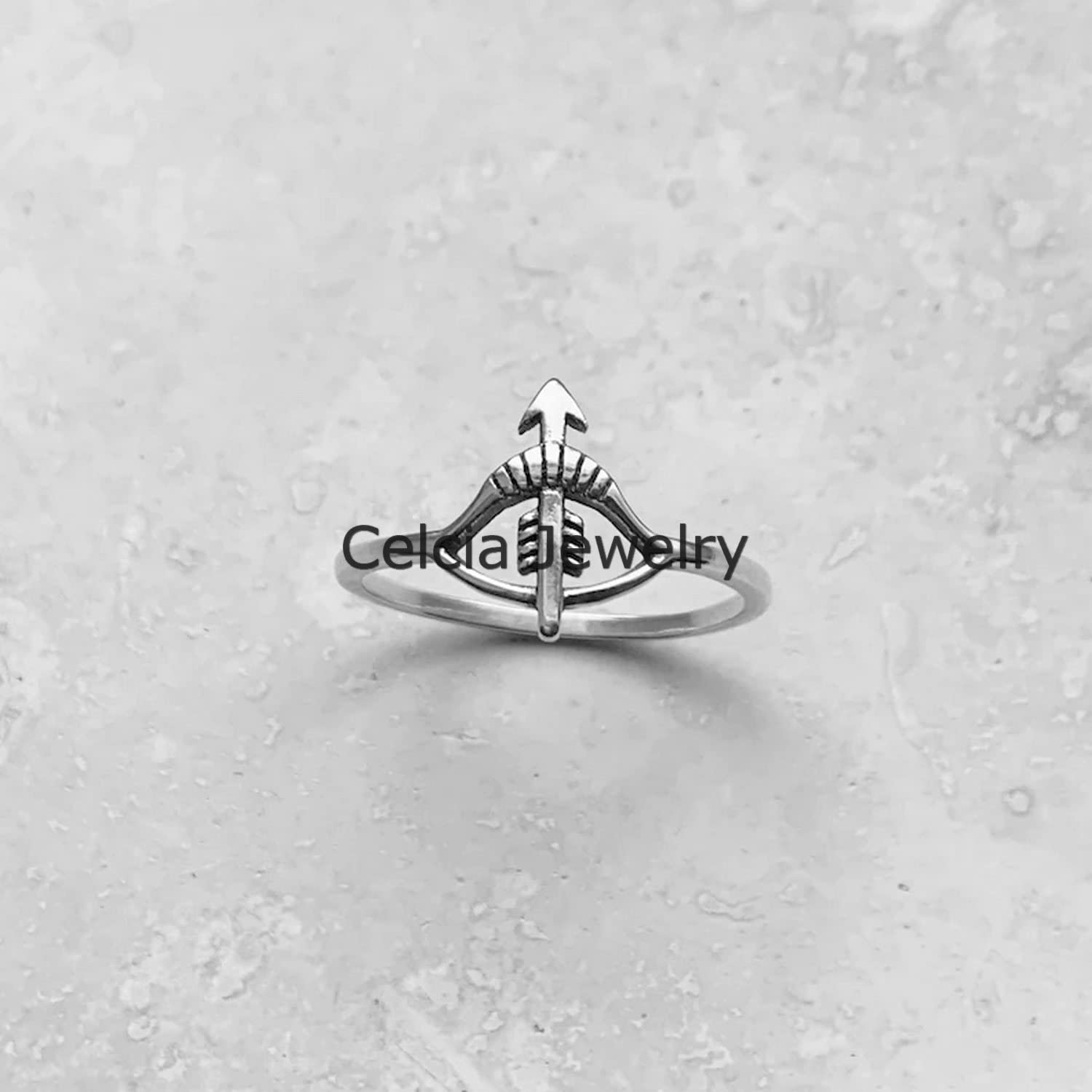Anello d'argento puro 925 con fiocco e freccia, anello con fiocco, anello di dichiarazione, anello delicato, anello religioso, anello bohémien Boho, anello minimalista, anello per la festa della mamma