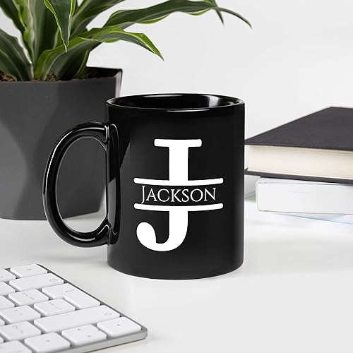 Miniatura 2 de Taza de café personalizada con monograma, letra inicial J personalizada para mujeres, hombres, niñas, niños, papás, mamás amigos, taza de café