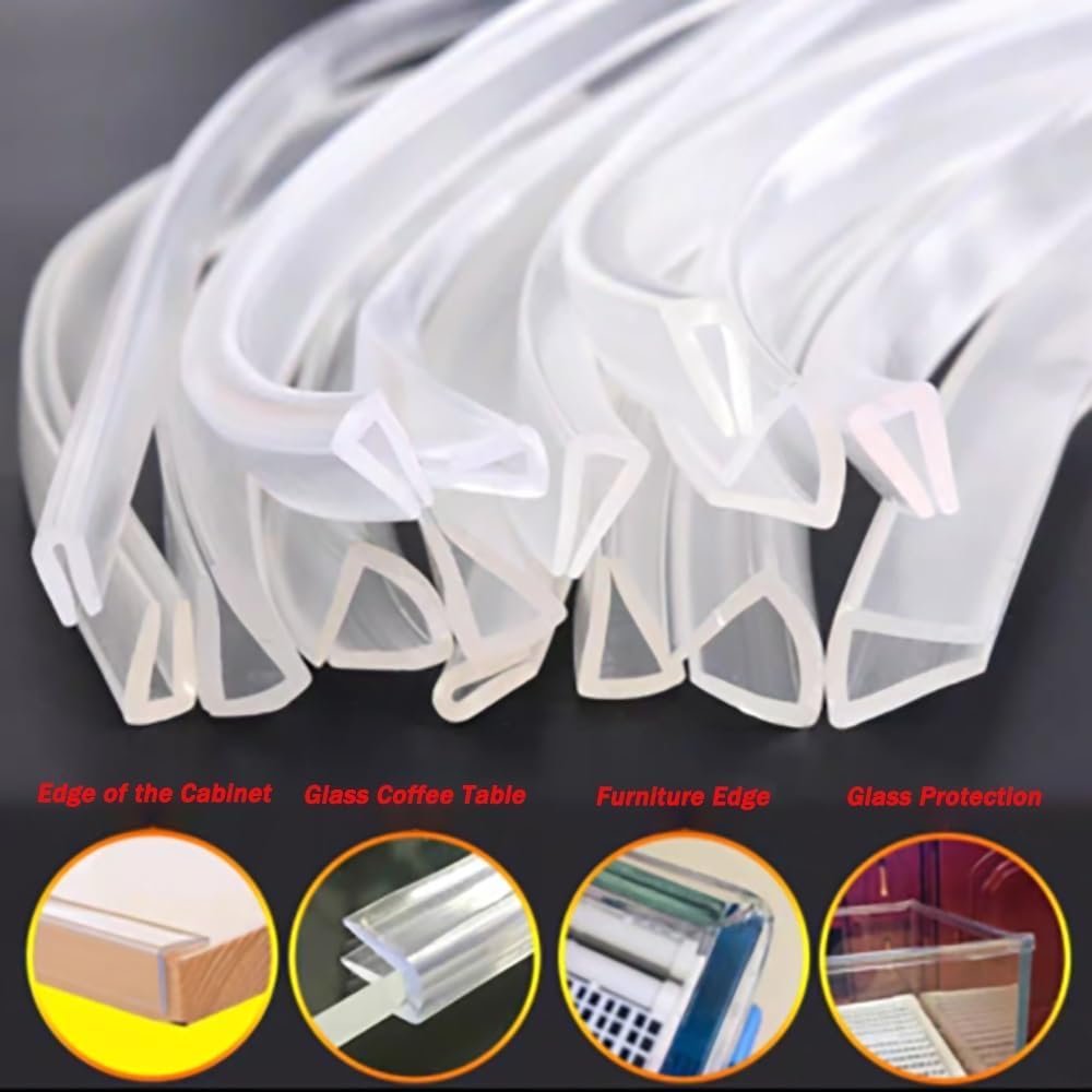 5m Transparenter U-Form Kantenschutz, Klemmprofil Kantenzierstreifen Für Glastische, Selbstklemmend Tischkantenschutz Dichtungsstreifen(24-26mm)