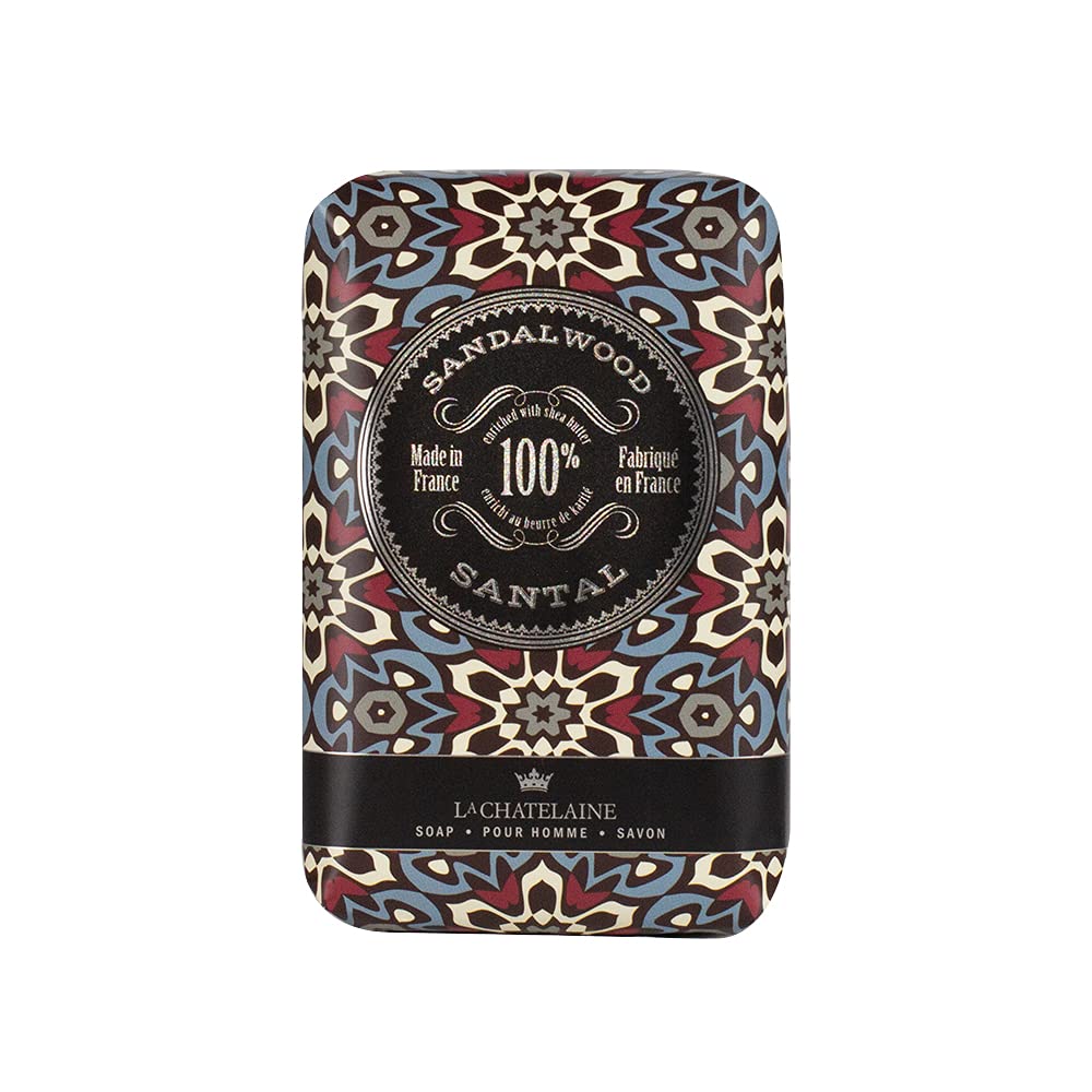 La Chatelaine Mens Bar Soap| Natural and Organic |Triple Milled | Made in France | Large (Sandalwood)