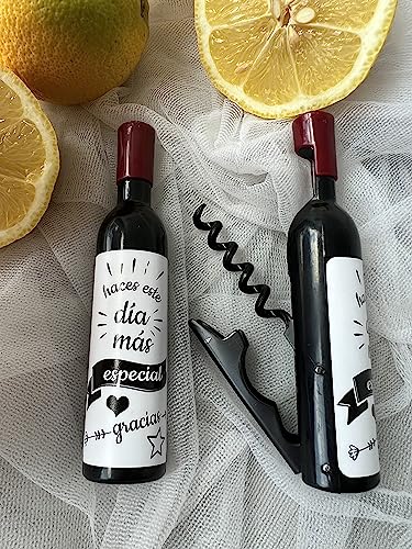 Uvimark - Pack de 25 Sacacorchos Magnéticos con Mensaje 'haces este día...' - Saca corchos para Botellas Vino - Regalos para Detalles Bodas, Comuniones, Bautizos, Cumpleaños - Regalos Personalizados