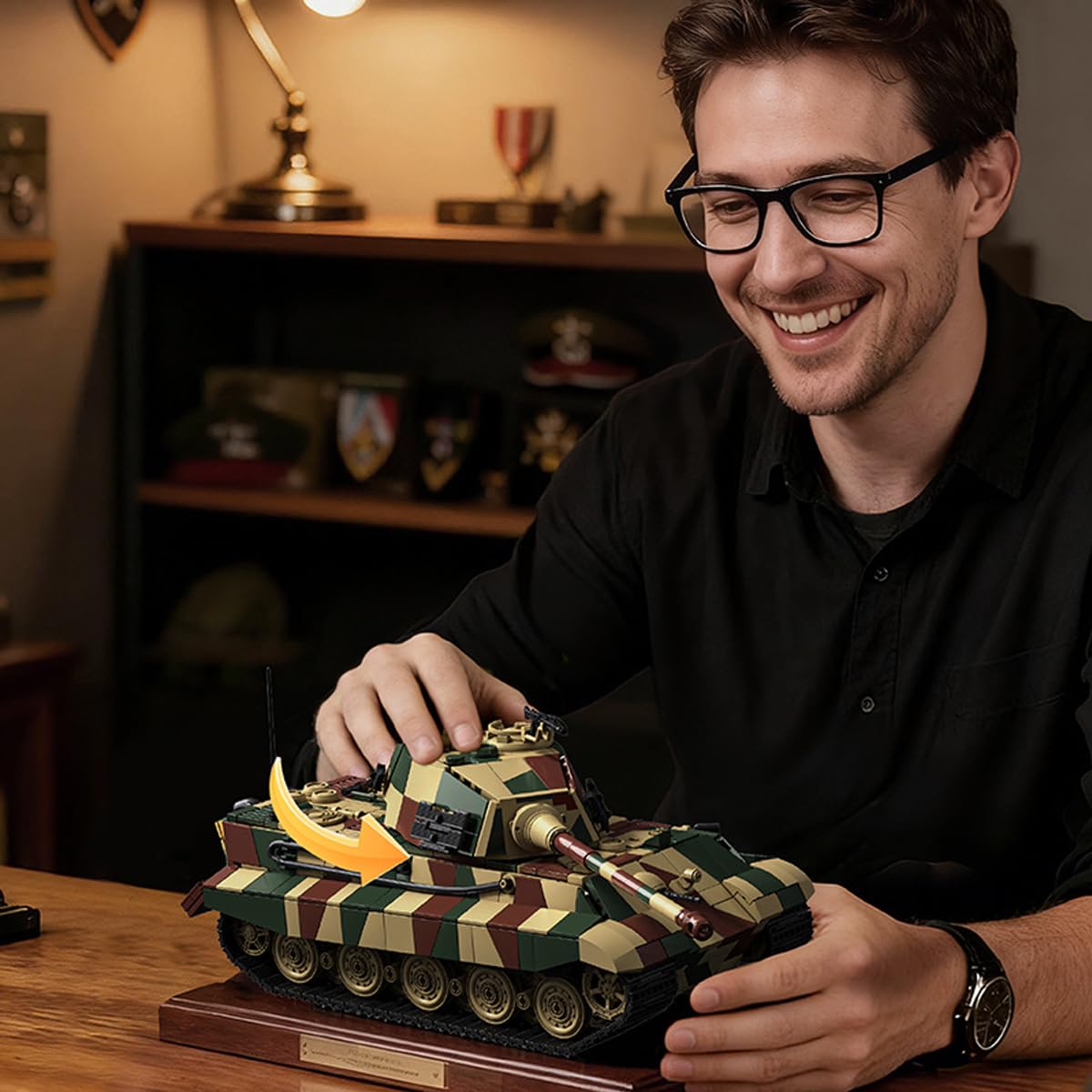 King Tiger Panzer Bauspielzeugsets, Modulares 1:28 WW2 Militärpanzer Modell, Klemmbausteine Panzer Militär Modellbausatz für Erwachsene, Waffen Krieg Fahrzeuge Klemmbausteine Kit(1780PCS)