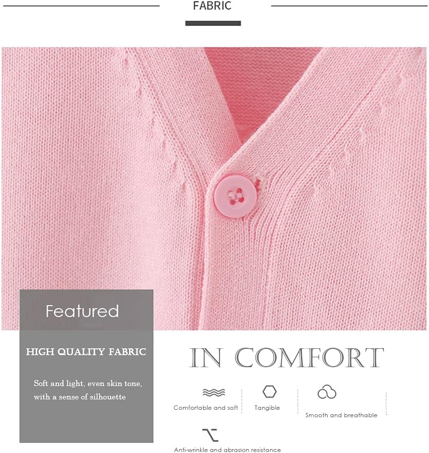 Blostirno Women's Cardigan School Uniform Sweater Cardigans V-Neck Long Sleeve Button Down Knit with Pockets - Image 6