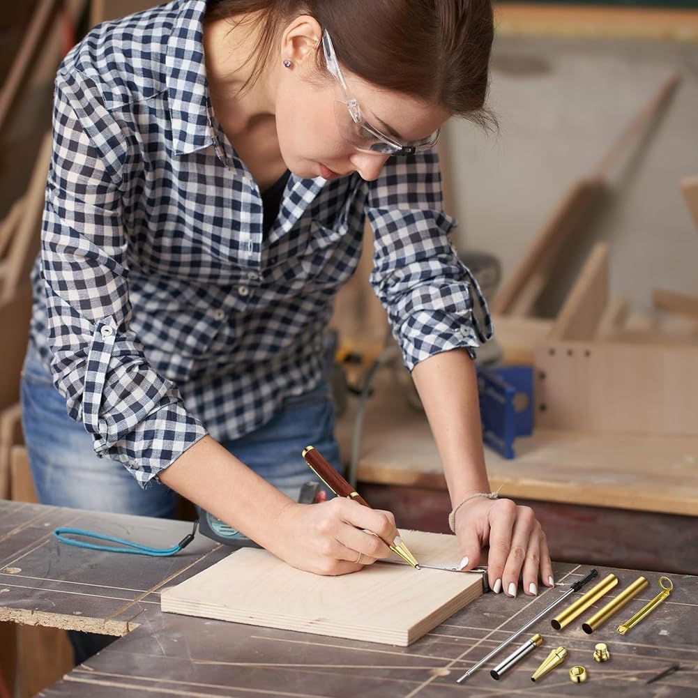 Ensemble de Stylos Slim de 7 mm avec Recharges - Kit de Stylo Rotatif en Bois pour Tourner le Tour à Bois, Fournitures pour Bricolage - Cuivre - Amis Enseignant Étudiant D