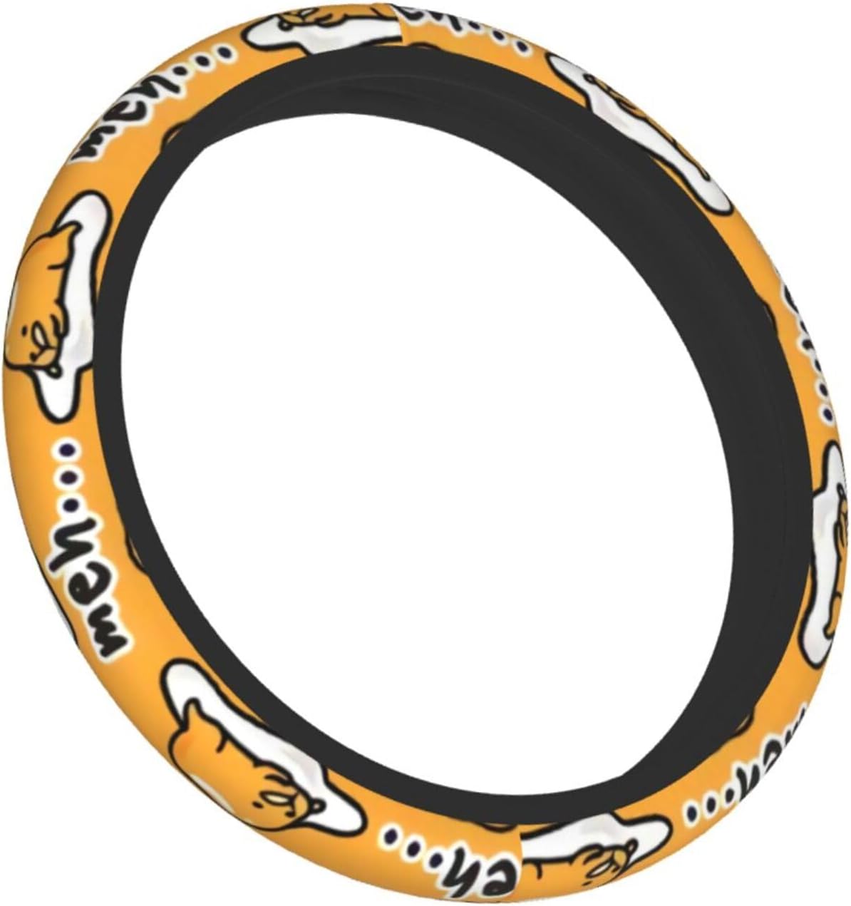 Gudetama Cute Steering Wheel Cover,Warm in Winter and Cool in Summer,15 in Universal Accessory for Diverse Car Fashion Elastic Breathable Silicone Anti-Slip Decor Cover for Men Women